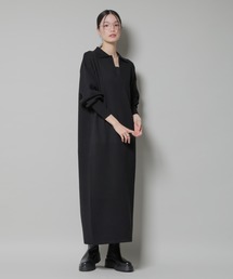 NANO universe（ナノユニバース）の「スウェットライク衿付きスキッパ－ニットワンピース（ワンピース）」