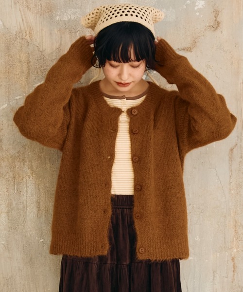 ベーシック起毛ニットカーディガン（カーディガン/ボレロ）｜Crisp