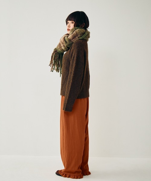 Crisp（クリスプ）の「ベーシック起毛ニットカーディガン（カーディガン/ボレロ・レディース・ブラウン/ダークブラウン/アイボリー・FREE）」の6枚目の写真