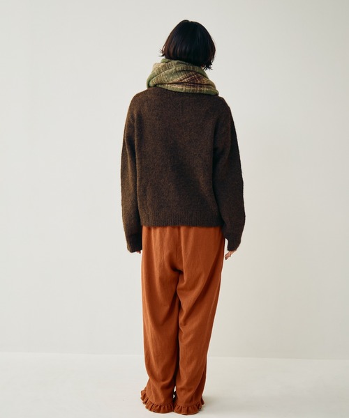 Crisp（クリスプ）の「ベーシック起毛ニットカーディガン（カーディガン/ボレロ・レディース・ブラウン/ダークブラウン/アイボリー・FREE）」の7枚目の写真