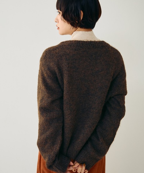 Crisp（クリスプ）の「ベーシック起毛ニットカーディガン（カーディガン/ボレロ・レディース・ブラウン/ダークブラウン/アイボリー・FREE）」の10枚目の写真