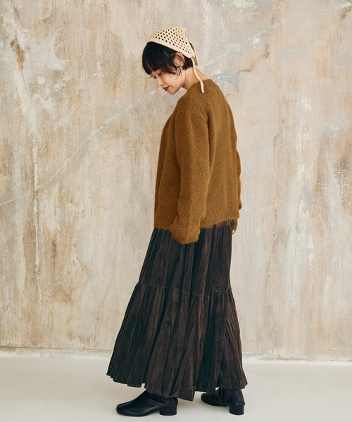 Crisp（クリスプ）の「ベーシック起毛ニットカーディガン（カーディガン/ボレロ・レディース・ブラウン/ダークブラウン/アイボリー・FREE）」の13枚目の写真