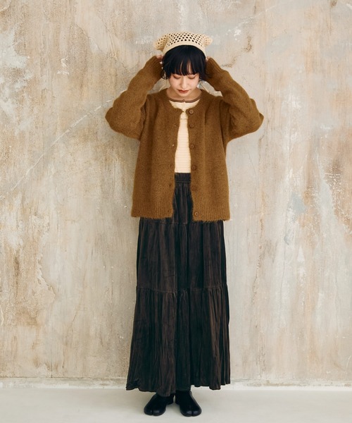 Crisp（クリスプ）の「ベーシック起毛ニットカーディガン（カーディガン/ボレロ・レディース・ブラウン/ダークブラウン/アイボリー・FREE）」の11枚目の写真