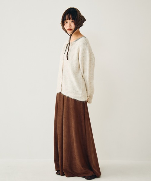 Crisp（クリスプ）の「ベーシック起毛ニットカーディガン（カーディガン/ボレロ・レディース・ブラウン/ダークブラウン/アイボリー・FREE）」の19枚目の写真