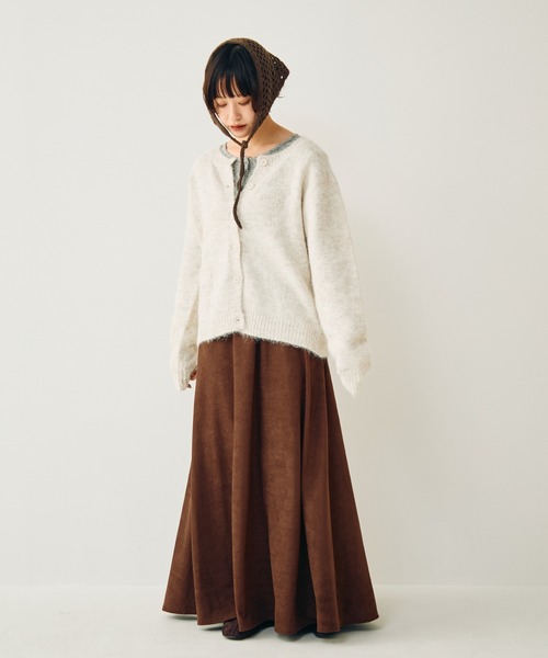 Crisp（クリスプ）の「ベーシック起毛ニットカーディガン（カーディガン/ボレロ・レディース・ブラウン/ダークブラウン/アイボリー・FREE）」の18枚目の写真