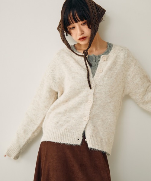 Crisp（クリスプ）の「ベーシック起毛ニットカーディガン（カーディガン/ボレロ・レディース・ブラウン/ダークブラウン/アイボリー・FREE）」の22枚目の写真