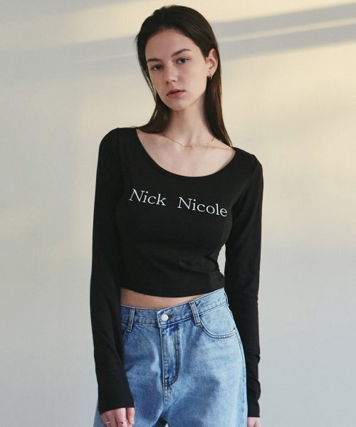 NICK&NICOLE(ニックアンドニコール)の「NICOLE CUTTING LINE CROP TEE_BLACK(Tシャツ/カットソー・レディース・その他・FREE)」の3枚目の写真