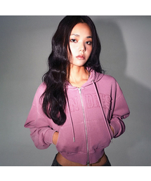 Salt Applique Crop Hood Zip-up_2Colors