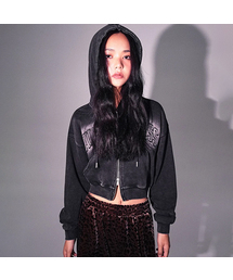 Salt Applique Crop Hood Zip-up_2Colors