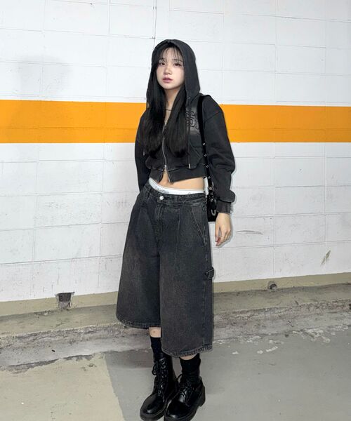 AVANDRESS（アバンドレス ）の「Salt Applique Crop Hood Zip-up_2Colors（パーカー・レディース・ブラック/PINK・SMALL/MEDIUM）」の9枚目の写真
