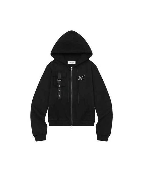 MUCENT(ムセント)の「ティアジェセットアップアイレットフードジップアップ(2カラー)(パーカー・レディース・ブラック/グレー系・FREE)」の1枚目の写真