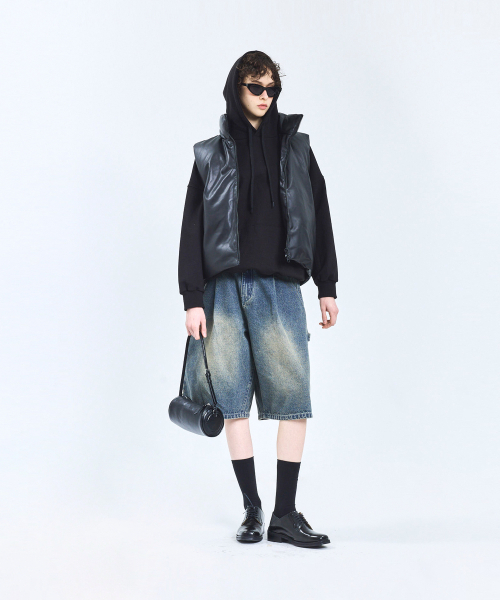 セール】87-STAN109 ユーティリティレザーダウンベスト ブラック