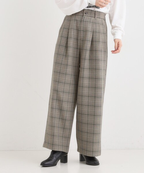 Cutie Blonde(キューティーブロンド)の「【セットアップ可】チェック柄タックワイドパンツ(その他パンツ・レディース・ダークブラウン系1/ベージュ系1・04/03/02/01)」の9枚目の写真