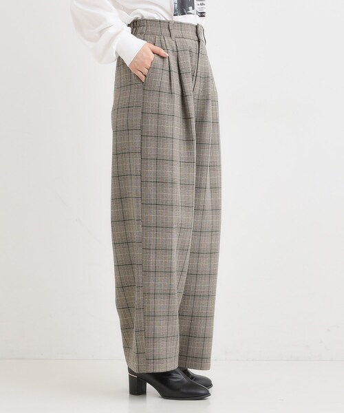 Cutie Blonde(キューティーブロンド)の「【セットアップ可】チェック柄タックワイドパンツ(その他パンツ・レディース・ダークブラウン系1/ベージュ系1・04/03/02/01)」の10枚目の写真