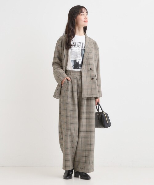 Cutie Blonde(キューティーブロンド)の「【セットアップ可】チェック柄タックワイドパンツ(その他パンツ・レディース・ダークブラウン系1/ベージュ系1・04/03/02/01)」の11枚目の写真