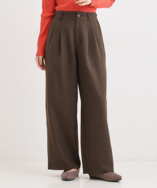 Cutie Blonde(キューティーブロンド)の「【セットアップ可】チェック柄タックワイドパンツ(その他パンツ・レディース・ダークブラウン系1/ベージュ系1・04/03/02/01)」の13枚目の写真