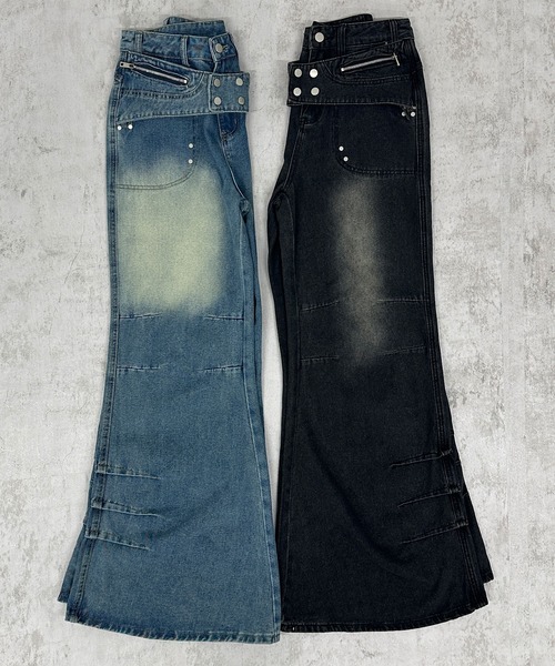 FOLLOWIN(フォロウィン)の「クロスベルト フレアデニムパンツ(デニムパンツ・レディース・ブルー/ブラック・LARGE/MEDIUM/SMALL)」の22枚目の写真
