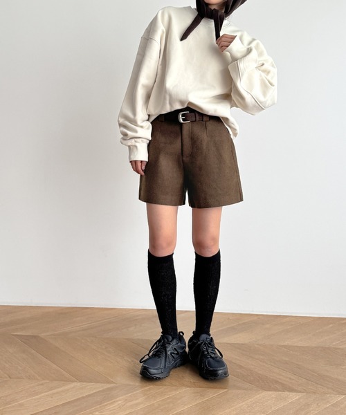 CANAL JEAN（キャナルジーン）の「El mar　ベルト付ウォームショートパンツ（その他パンツ・レディース・グレー/ブラウン・SMALL/MEDIUM）」の2枚目の写真