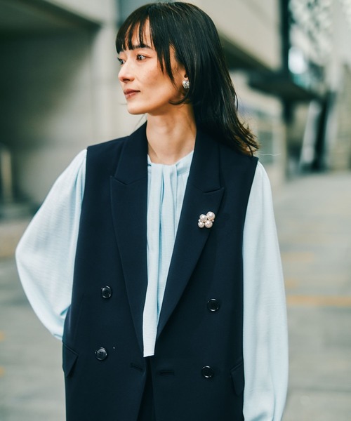 LEPSIM(レプシィム)の「【入卒式/セレモニー】Wクロスダブルジレ 598359(その他アウター・レディース・ネイビー/カーキブラウン/ブラック・FREE)」の3枚目の写真