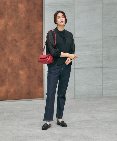 GLOBAL WORK（グローバルワーク）の「ドビー2WAYボウタイブラウス/591839（シャツ/ブラウス・レディース・ライトグレー/ブルー系その他/アイボリー/ブラック/ライトピンク・SMALL/MEDIUM/LARGE）」の15枚目の写真