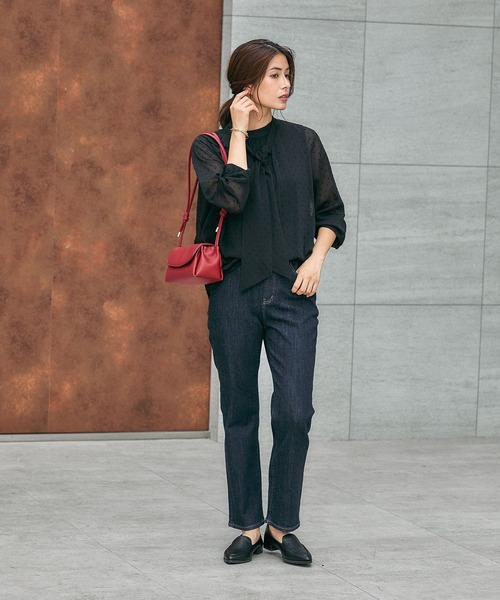 GLOBAL WORK（グローバルワーク）の「ドビー2WAYボウタイブラウス/591839（シャツ/ブラウス・レディース・ライトグレー/ブルー系その他/アイボリー/ブラック/ライトピンク・SMALL/MEDIUM/LARGE）」の16枚目の写真