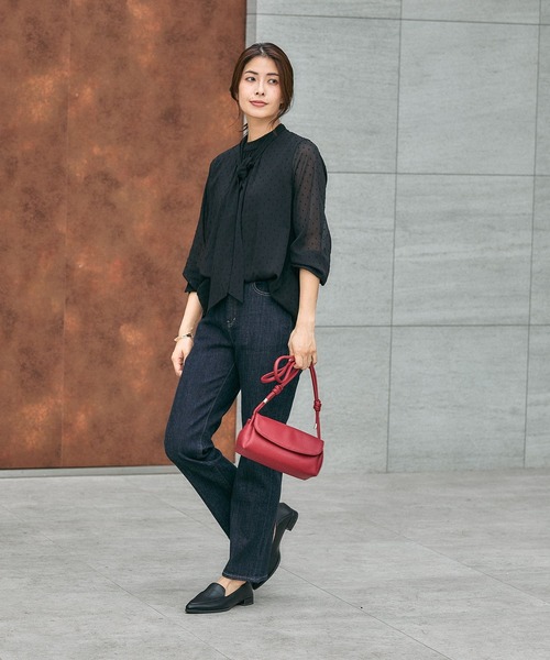 GLOBAL WORK（グローバルワーク）の「ドビー2WAYボウタイブラウス/591839（シャツ/ブラウス・レディース・ライトグレー/ブルー系その他/アイボリー/ブラック/ライトピンク・SMALL/MEDIUM/LARGE）」の17枚目の写真