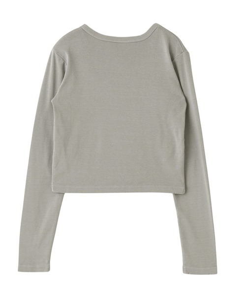 X-girl（エックスガール）の「DISTRESSED LOGO PATCH L/S COMPACT TOP（Tシャツ/カットソー・レディース・グレー/ブラウン・ONE SIZE）」の9枚目の写真