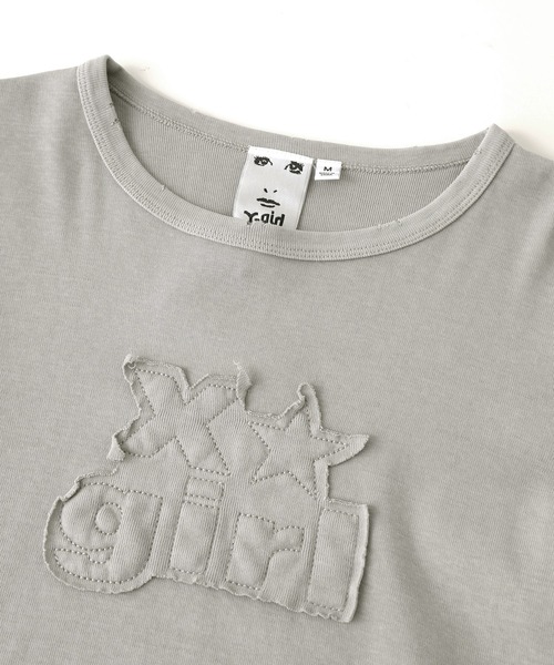 X-girl（エックスガール）の「DISTRESSED LOGO PATCH L/S COMPACT TOP（Tシャツ/カットソー・レディース・グレー/ブラウン・ONE SIZE）」の10枚目の写真