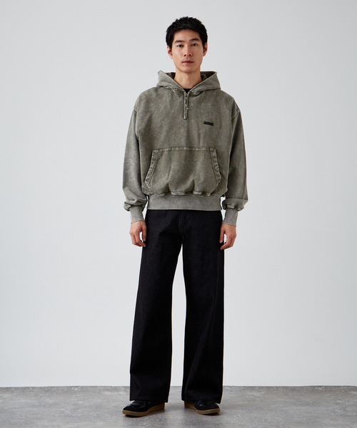 B.C STOCK(ベーセーストック)の「【ANTS & ELEPHANTS】フェード加工 ハーフジップパーカー(パーカー・メンズ・ブラック/グレー/レッド/カーキ・MEDIUM/LARGE)」の13枚目の写真
