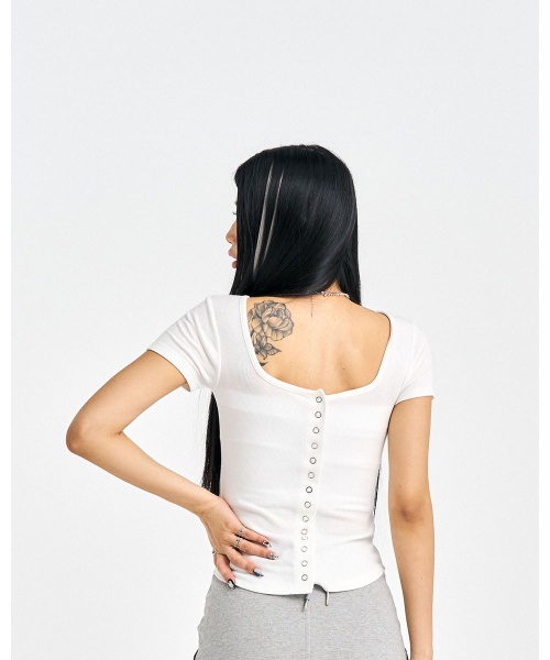 SCHISM INDUCING(スキズムインデューシング)の「THRIFT FLIP T SHIRT, WHITE(Tシャツ/カットソー・レディース・その他・FREE)」の3枚目の写真