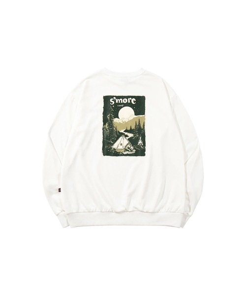 S'more(スモア)の「Solo Camping Bear S/S pt.Sweat ソロキャンプの熊プリントスウェット(スウェット・レディース・グリーン/ホワイト・SMALL/MEDIUM/LARGE/X-LARGE)」の9枚目の写真