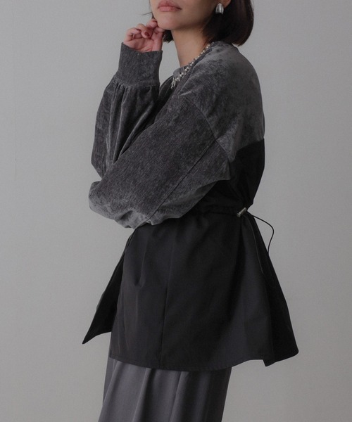 Floran（フローラン）の「ビスチェドッキングペプラムベロアトップス（Tシャツ/カットソー・レディース・アイボリー/ブラック/チャコールグレー・FREE）」の13枚目の写真