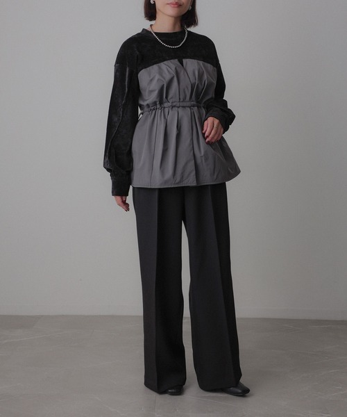 Floran（フローラン）の「ビスチェドッキングペプラムベロアトップス（Tシャツ/カットソー・レディース・アイボリー/ブラック/チャコールグレー・FREE）」の10枚目の写真