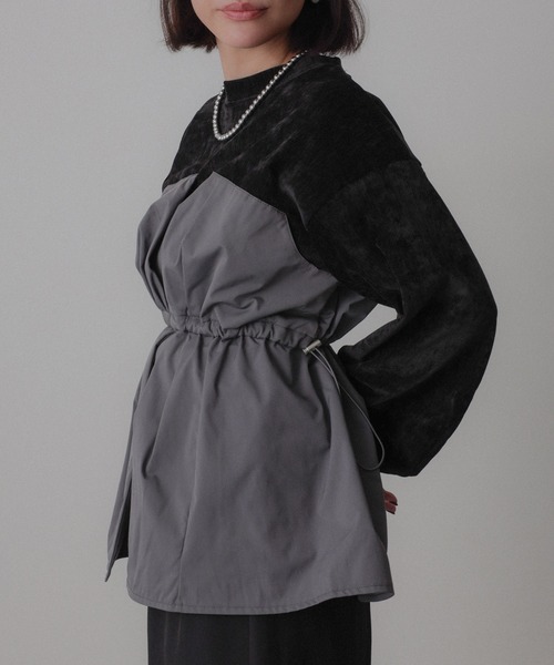 Floran（フローラン）の「ビスチェドッキングペプラムベロアトップス（Tシャツ/カットソー・レディース・アイボリー/ブラック/チャコールグレー・FREE）」の16枚目の写真