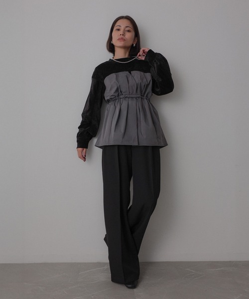 Floran（フローラン）の「ビスチェドッキングペプラムベロアトップス（Tシャツ/カットソー・レディース・アイボリー/ブラック/チャコールグレー・FREE）」の22枚目の写真