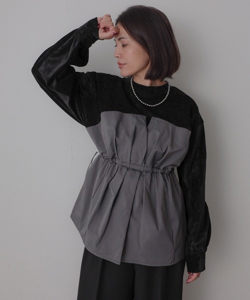 【セール】ビスチェドッキングペプラムベロアトップス(Tシャツ/カットソー)|Floran(フローラン)