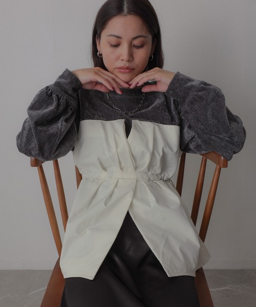 【セール】ビスチェドッキングペプラムベロアトップス(Tシャツ/カットソー)|Floran(フローラン)