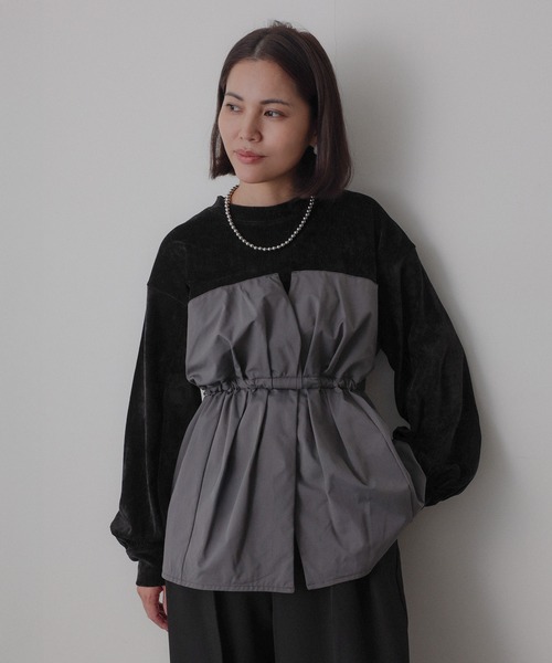 Floran（フローラン）の「ビスチェドッキングペプラムベロアトップス（Tシャツ/カットソー・レディース・アイボリー/ブラック/チャコールグレー・FREE）」の21枚目の写真