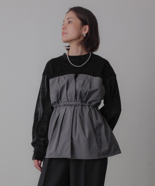 Floran（フローラン）の「ビスチェドッキングペプラムベロアトップス（Tシャツ/カットソー・レディース・アイボリー/ブラック/チャコールグレー・FREE）」の15枚目の写真