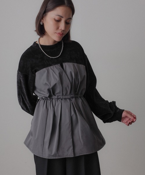 【セール】ビスチェドッキングペプラムベロアトップス(Tシャツ/カットソー)|Floran(フローラン)