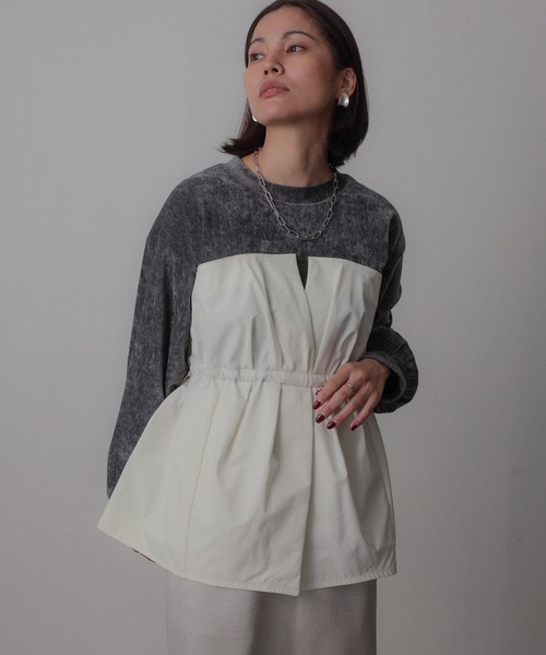 【セール】ビスチェドッキングペプラムベロアトップス(Tシャツ/カットソー)|Floran(フローラン)