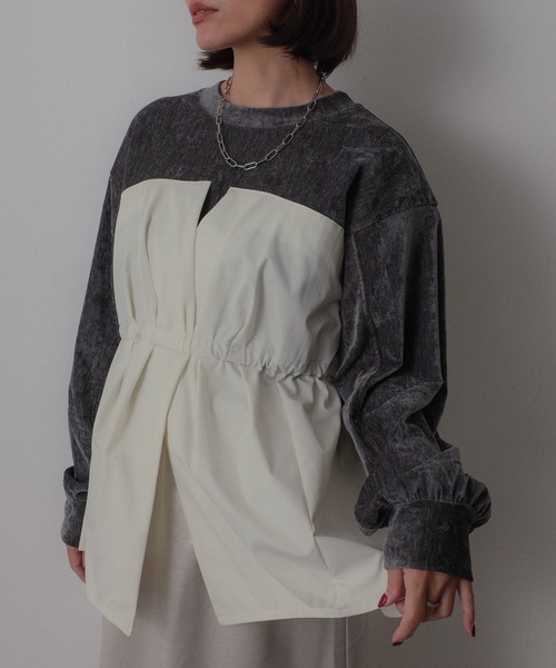 【セール】ビスチェドッキングペプラムベロアトップス(Tシャツ/カットソー)|Floran(フローラン)