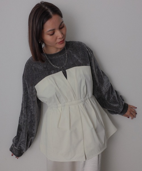 【セール】ビスチェドッキングペプラムベロアトップス(Tシャツ/カットソー)|Floran(フローラン)