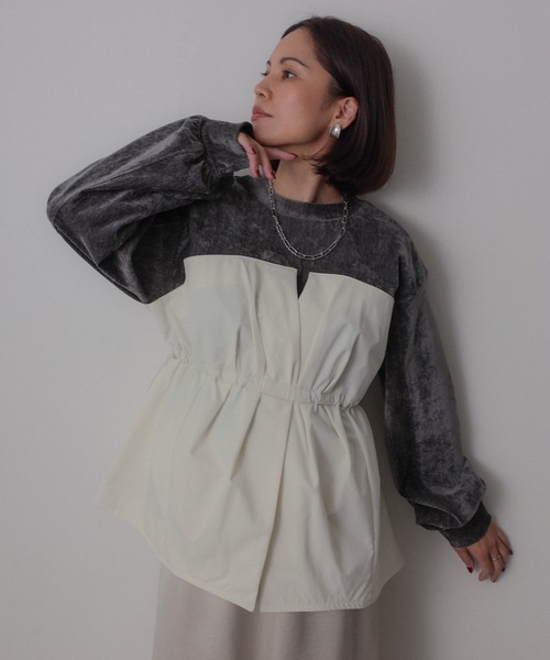 【セール】ビスチェドッキングペプラムベロアトップス(Tシャツ/カットソー)|Floran(フローラン)