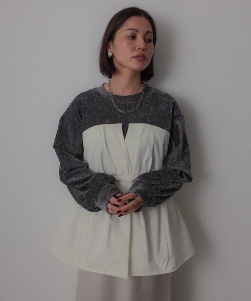 【セール】ビスチェドッキングペプラムベロアトップス(Tシャツ/カットソー)|Floran(フローラン)