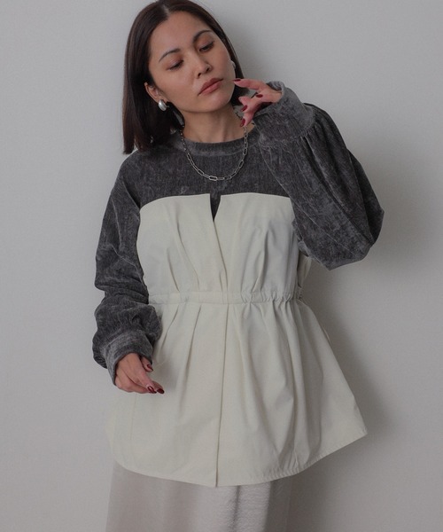 【セール】ビスチェドッキングペプラムベロアトップス(Tシャツ/カットソー)|Floran(フローラン)