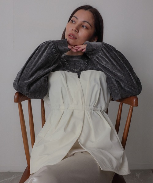 【セール】ビスチェドッキングペプラムベロアトップス(Tシャツ/カットソー)|Floran(フローラン)