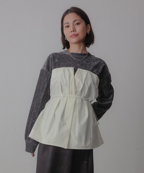 【セール】ビスチェドッキングペプラムベロアトップス(Tシャツ/カットソー)|Floran(フローラン)