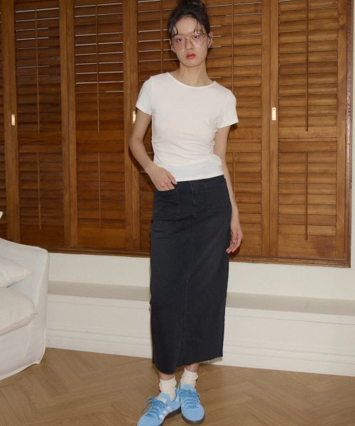 SALON DE YOHN(サロンドヨーン)の「Straight Denim Long Skirt_ Dark Gray(スカート・レディース・その他・LARGE/MEDIUM/SMALL)」の2枚目の写真