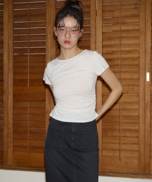 SALON DE YOHN(サロンドヨーン)の「Straight Denim Long Skirt_ Dark Gray(スカート・レディース・その他・LARGE/MEDIUM/SMALL)」の3枚目の写真